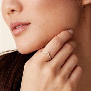 Sparkling Wishbone 'V' Ring | 14K Gold Plated CZ Ring